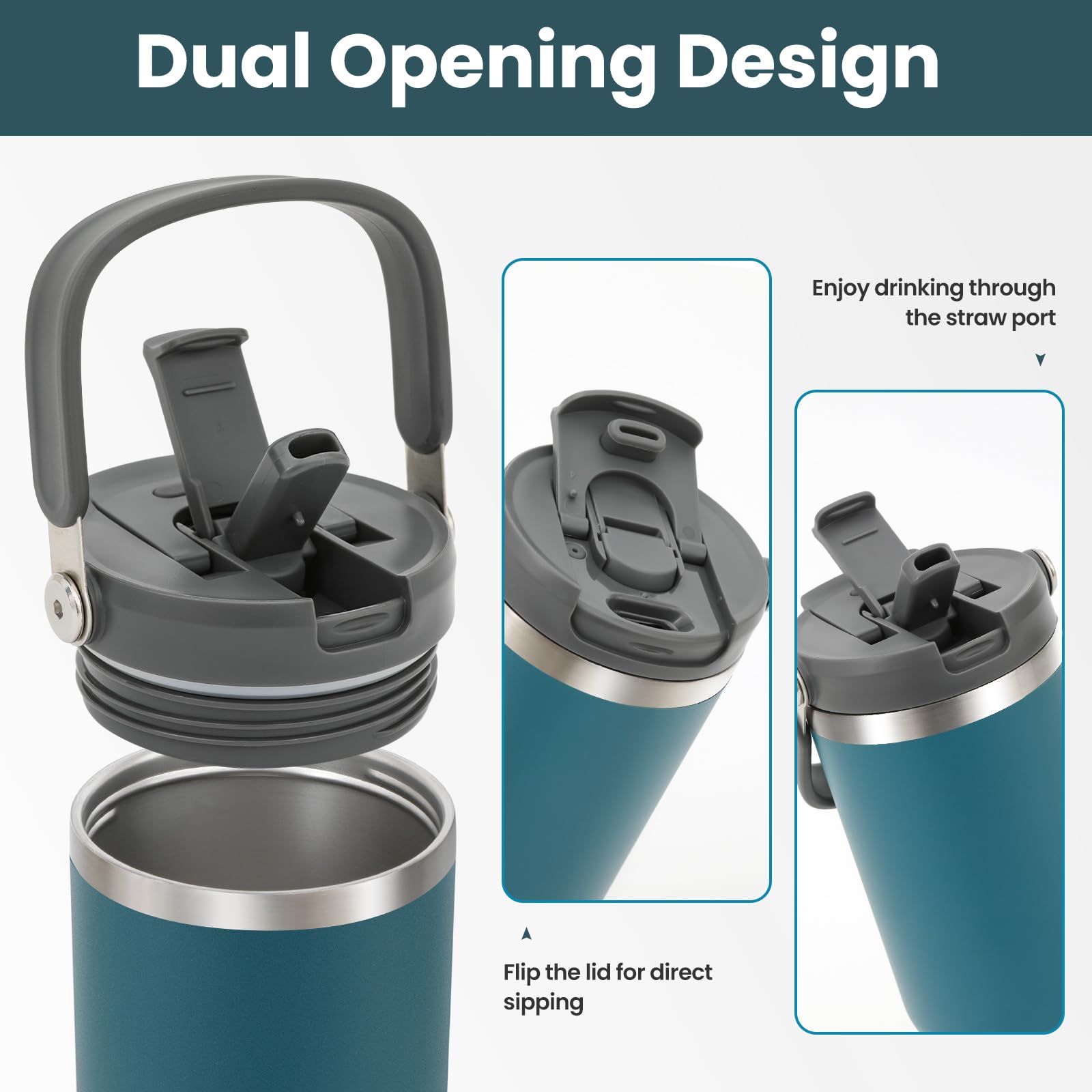 Riley Joy 2.0 Stainless Steel Tumbler 32 oz with Handle and Straw, 100% Leak Proof Insulated Water Bottle - Image 2
