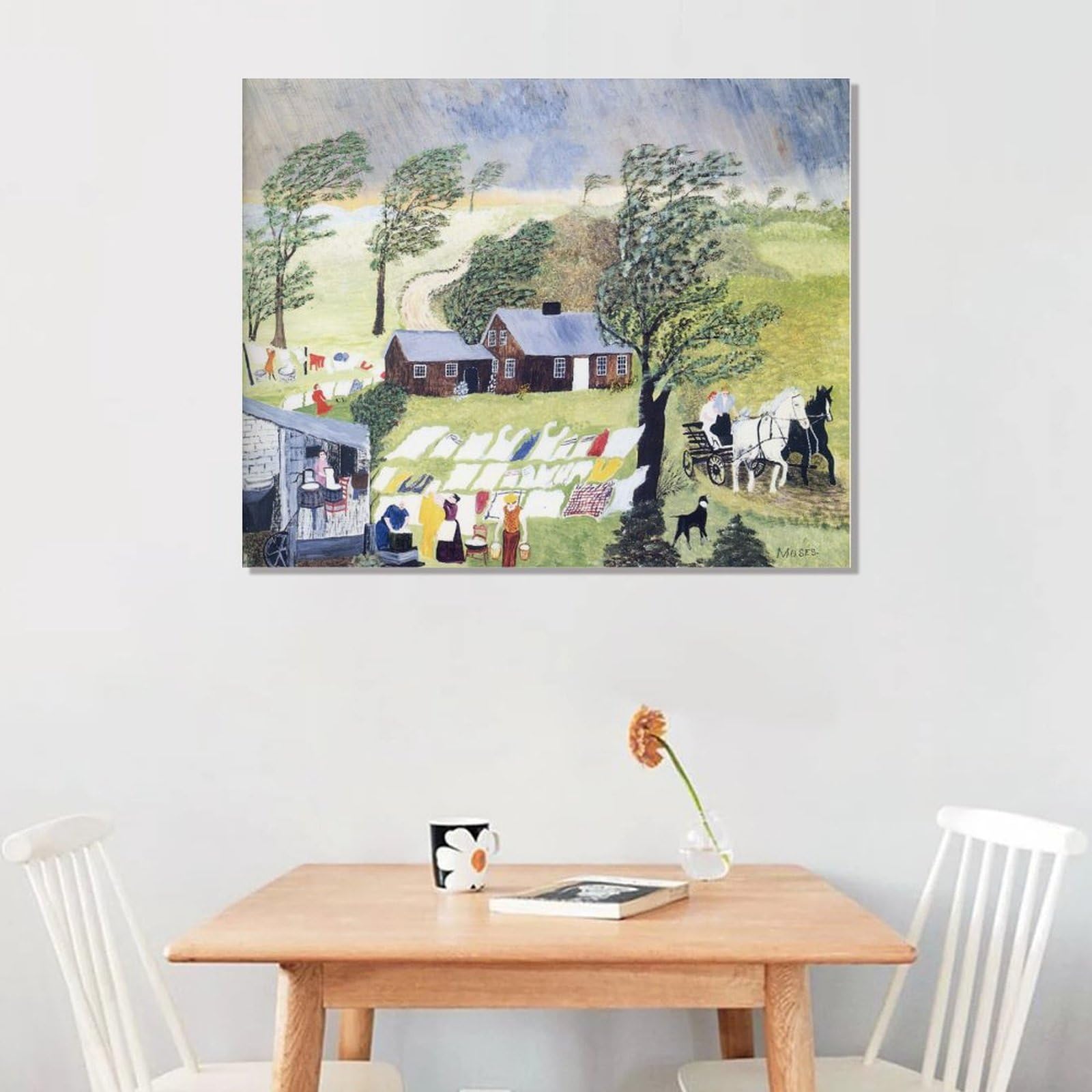 Amazon.com: Grandma Moses Taking in The Laundry Art Prints Framed