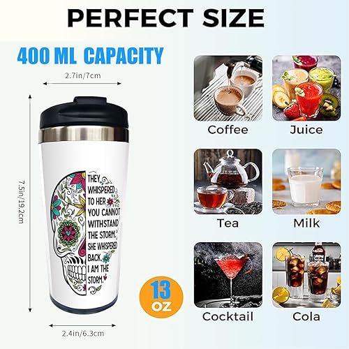 Miniatura 56 de Vaso de acero inoxidable de 13 onzas con aislamiento al vacío para gatos, divertida taza de viaje de café con tapa abatible, taza aislada para Una