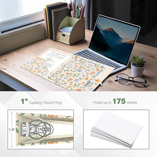 Miniatura 46 de Ospelelf Mini 3 Ring Binder, 2 Inch, Cute Pink Marble Binder for 5.5" x 8.5" with 5 Tab Dividers, File Folder Labels and Low Profile Clipboards