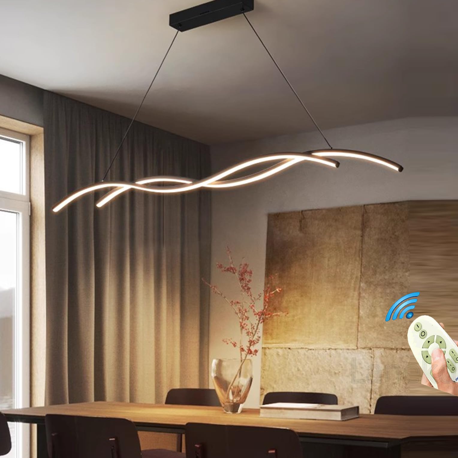 90cm Moderna Lámpara LED Lámpara Colgante 45W Comedor Lámpara de mesa Regulable Lámparas de Techo Para Cocina Salon Restaurante Altamente Ajustable Candelabro Colgantes Dormitorio Oficina Estudio Luz