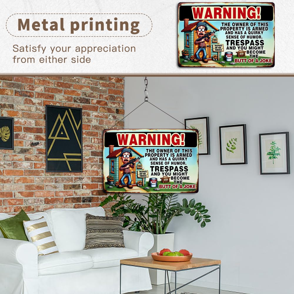 TammieLove - Targa Decorativa in Metallo per Porta della Camera da Letto, con Scritta Danger Falling Rock Zone Hazard, 20,3 x 30,5 cm
