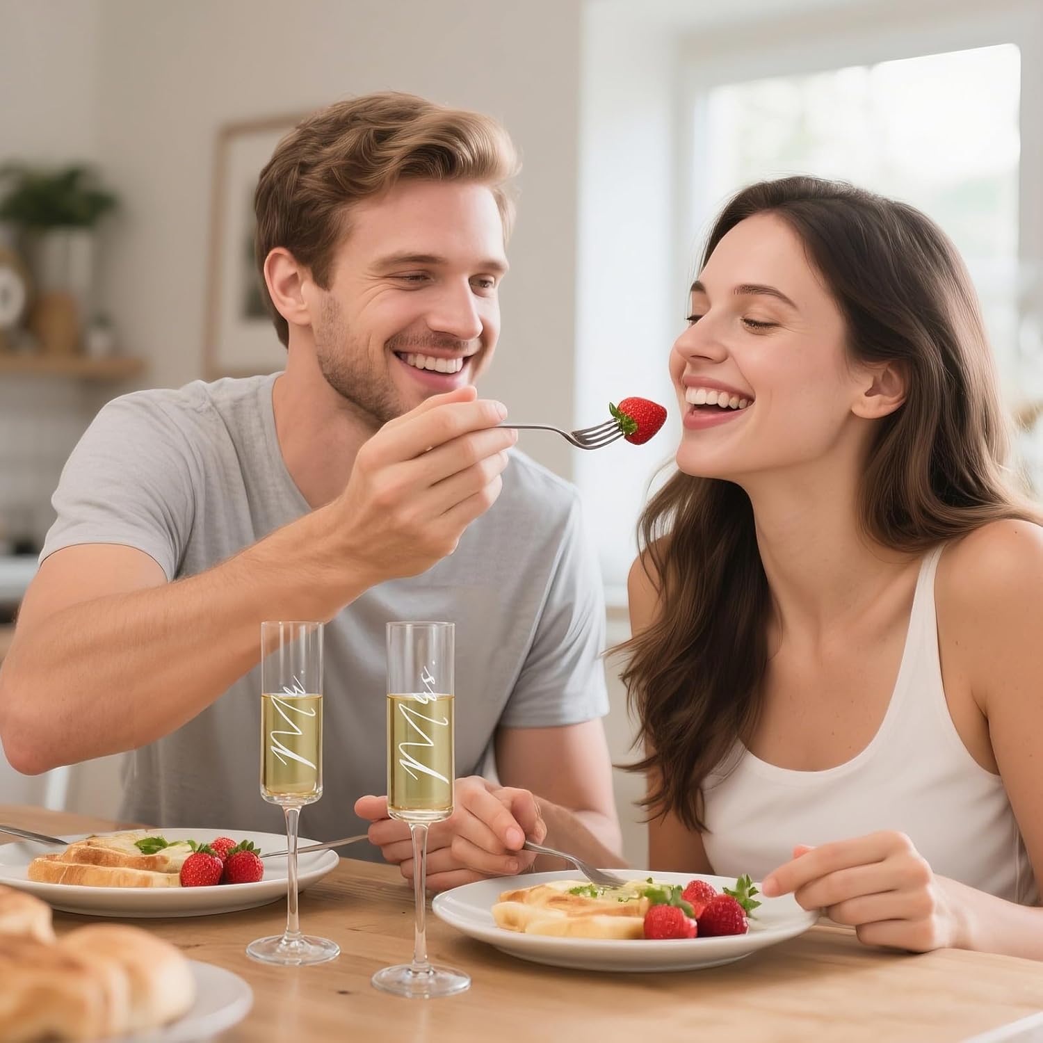 AW BRIDAL Engagement Gifts for Couples Mr and Mrs Champagne Flutes, Bride and Groom Champagne Glasses with Sliver Wedding Cake Knife for Bridal Shower, Mr and Mrs Gifts for Couple Anniversary Wedding - Image 8