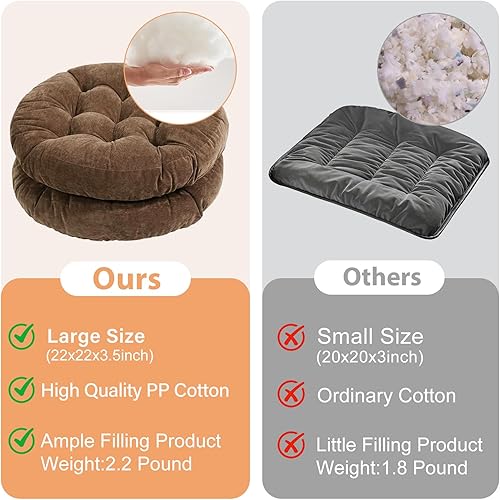 Miniatura 8 de Tiita - Cojín de suelo redondo para yoga, meditación, sofá, balcón, 22 x 22pulgadas