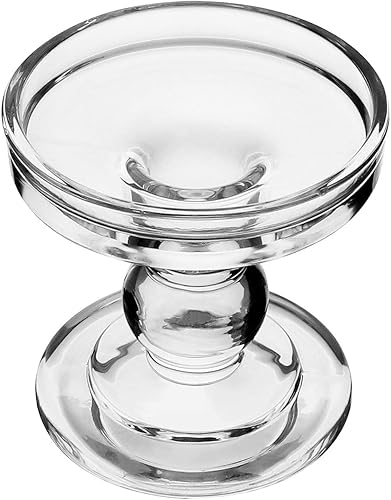 Miniatura 5 de Yeeco Portavelas de cristal, portavelas de 3.5 pulgadas de alto, juego de 2 portavelas de cristal, soporte de vela para boda, comedor, cumpleaños