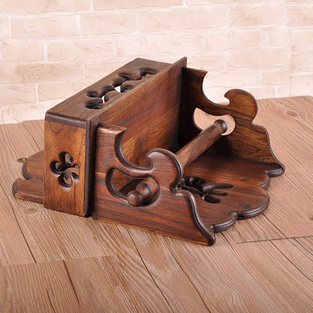NEECS Portarotolo Rustico in Legno per Montaggio a Parete con ripiano in Legno per l'arredamento Moderno della Cucina e del Bagno