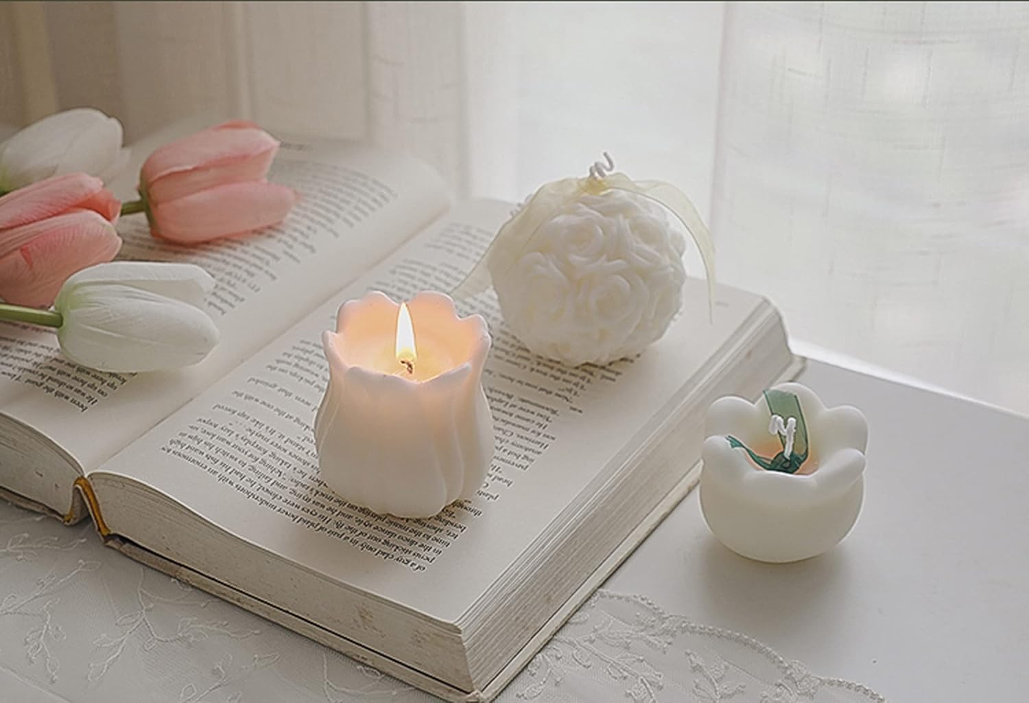 Aroma Candle,140G Hydrangea Onion Flower Shaped Soy Wax Scented Candle for Table Photo Prop Birthday Gift,Prefect for Meditation Stress Relief Mood Boosting Bath Yoga - Image 6
