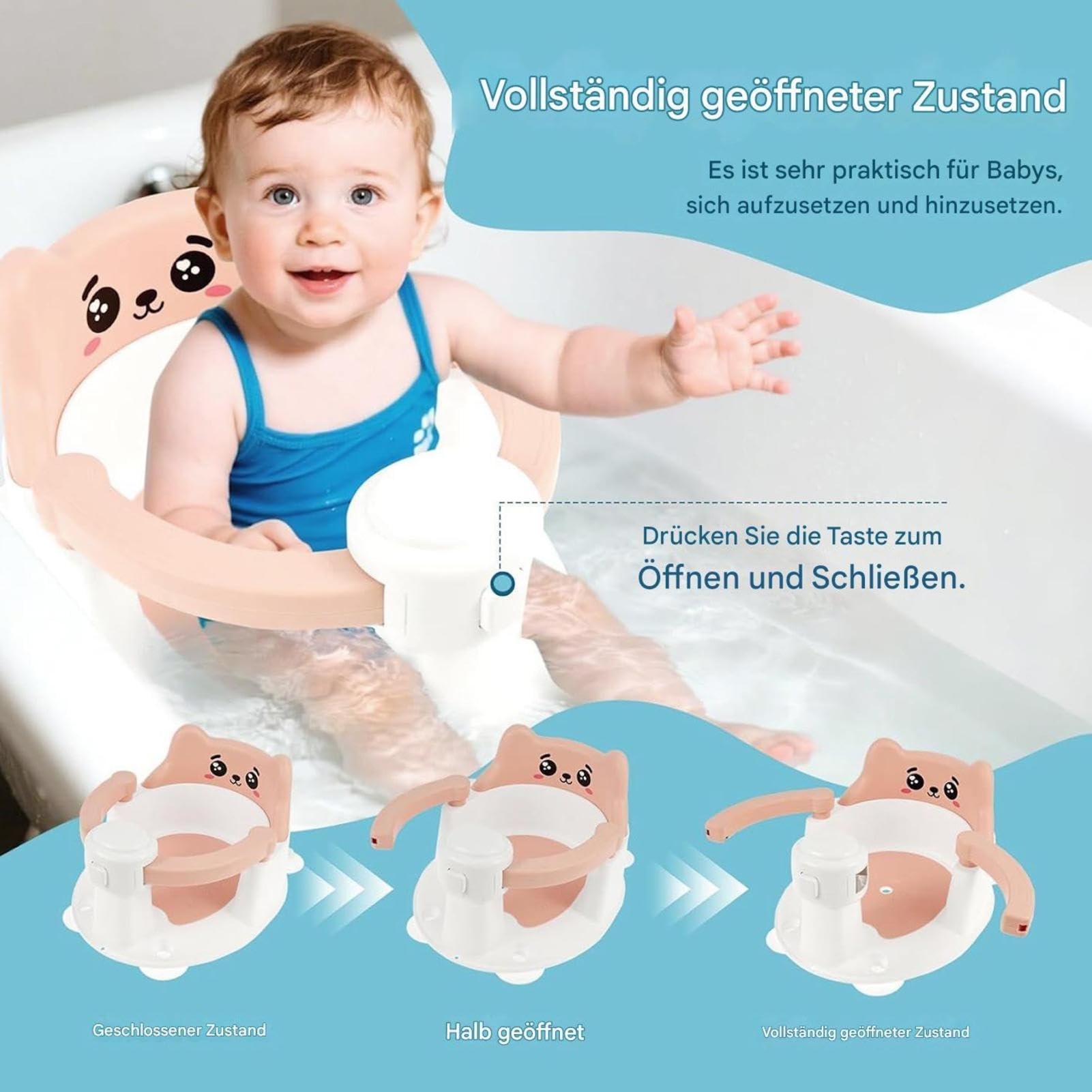 Asiento de baño Ventosas indispensables 6-24 meses silla de baño