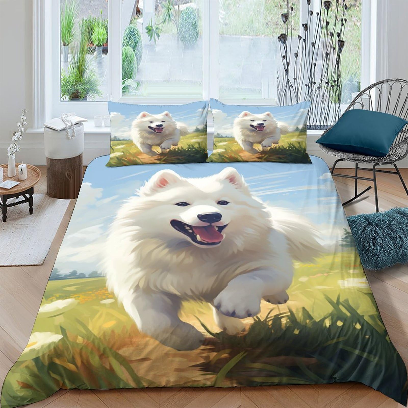 Parure de lit 3 pièces King Size en microfibre supérieure douce Samoyed