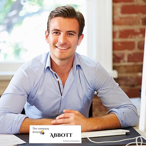 Miniatura 7 de Paquete de 24 placas de identificación de plástico transparente para escritorio de 8.5 x 3 pulgadas, soporte acrílico para placa de nombre de pared,