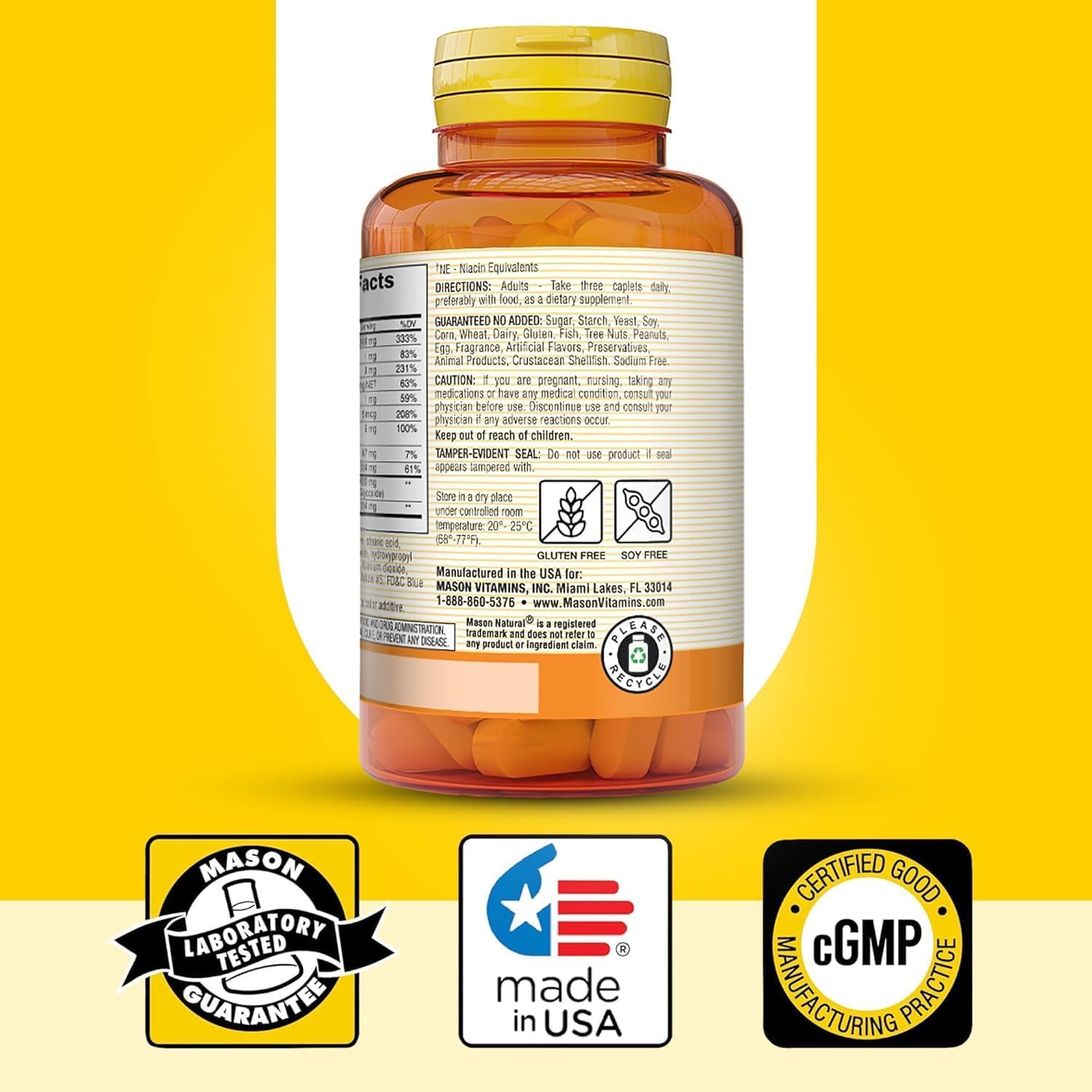 MASON NATURAL Advance Ear Health Formula Bioflavonoids Plus 100 Caplets per Bottle Pack of 2 Total 200 Caplets