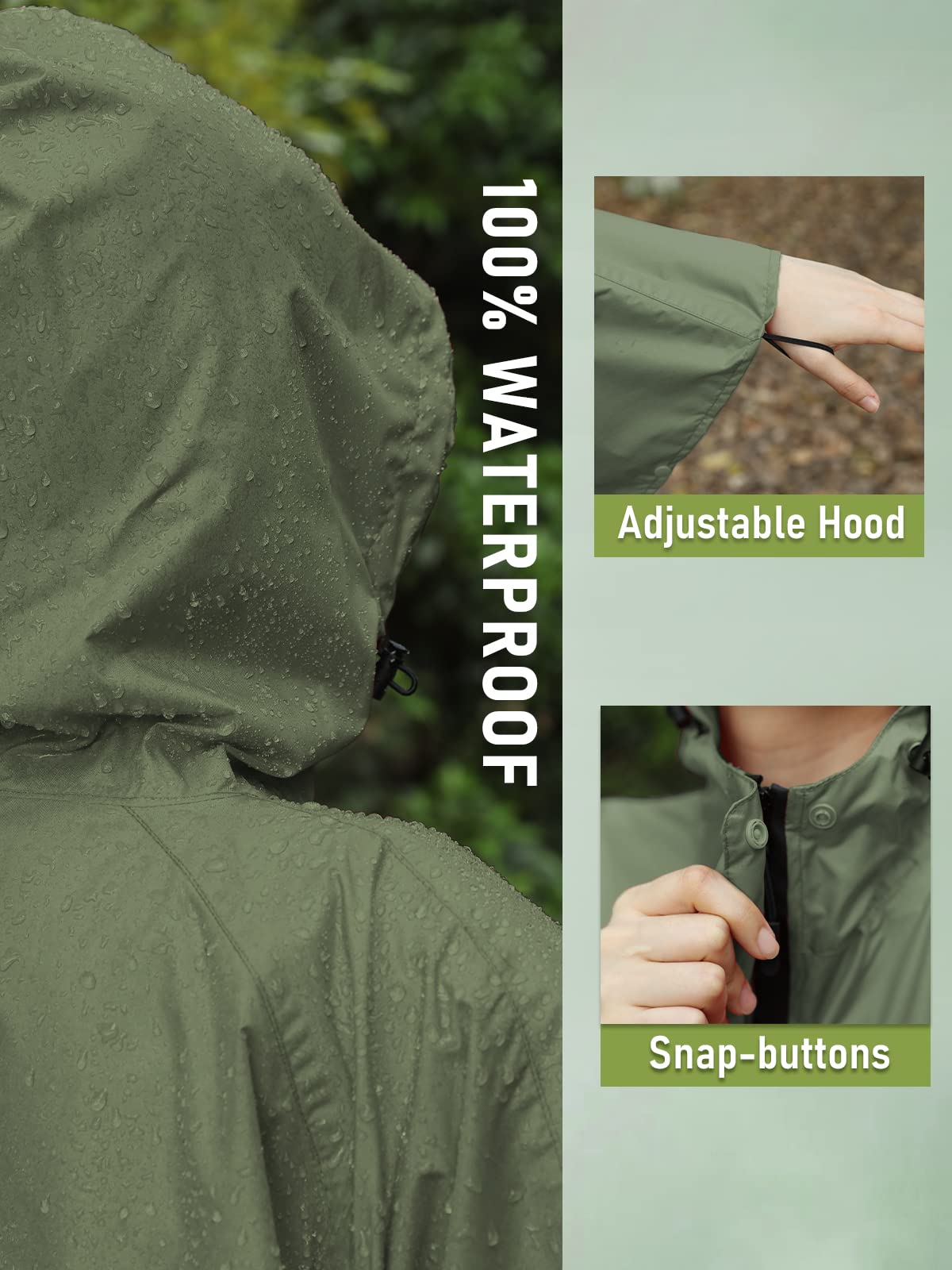 SaphiRose Poncho de pluie imperméable à capuche pour hommes et femmes, pour adultes