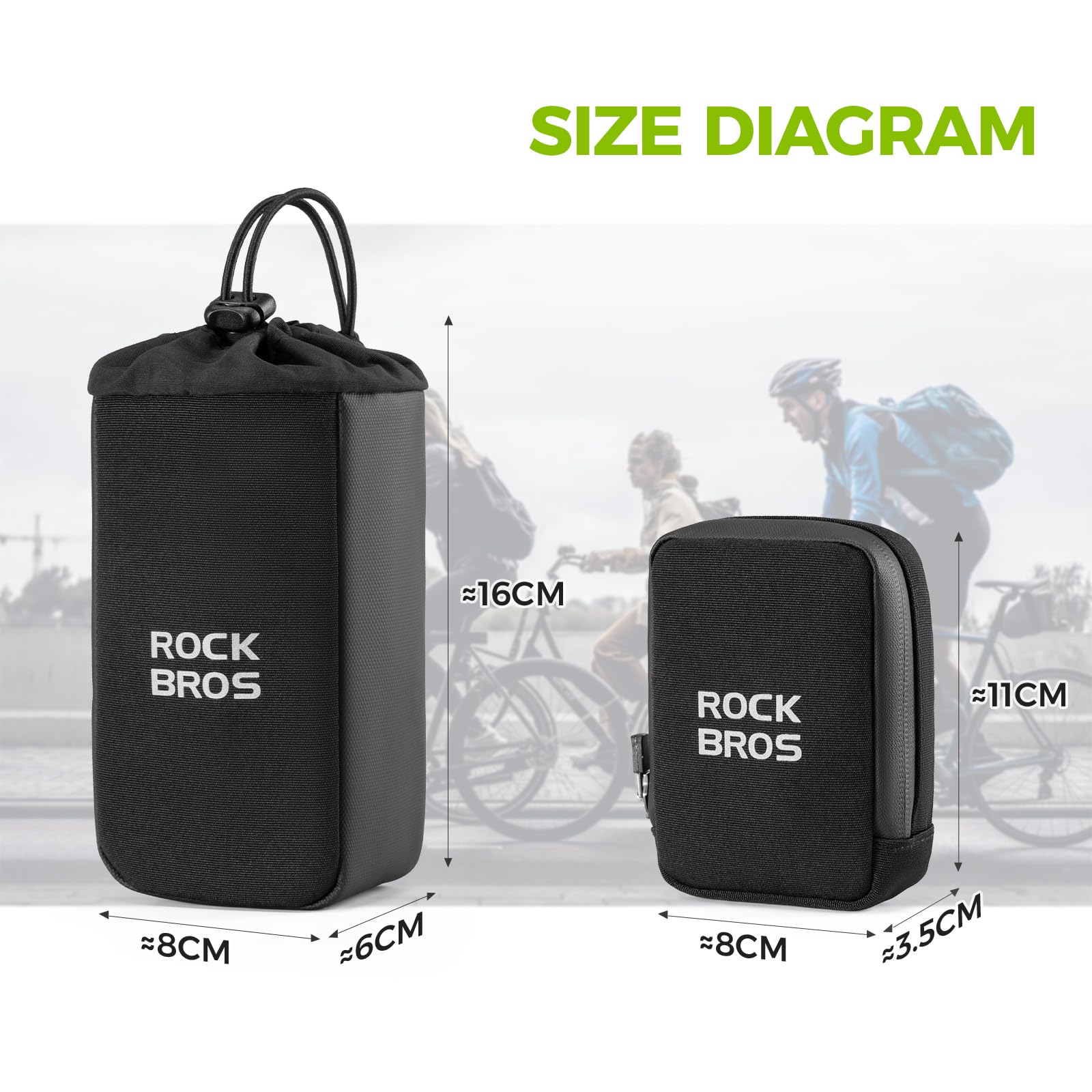 ROCKBROS Borsa da Sella Bici 2-in-1, Borsa per bottiglie 0,7L e Borse Piccola Sottosella Bici 0,3L, Regolabile e Rimovibile, per Mountain Bike MTB Biciclette, Nero