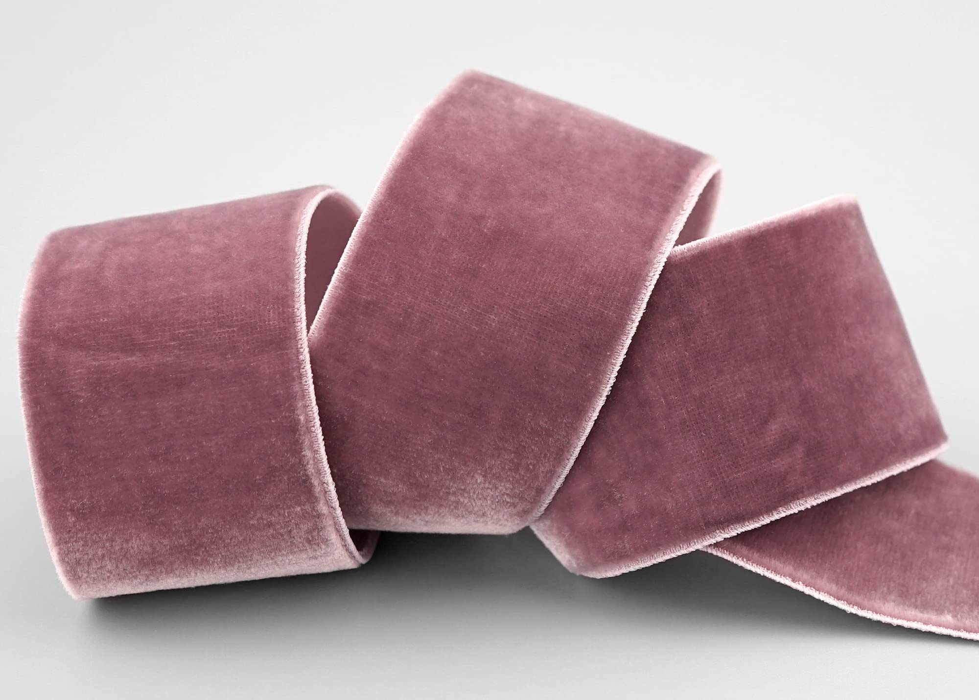 finemark 3 m x 36 mm Elastic Velvet Ribbon Dusky Pink Dark (263) Velour Extremely Stretchy One Sided Velvet 20% Elastane for Sewing