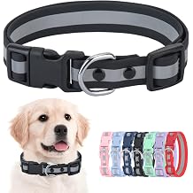 Waterproof Dog Collar - Reflective Adjustable Collar Durable Collars for Small Medium Large Dogs Easy Clean PVC Material - Multiple Colors Sizes S, M, L