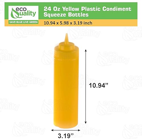 Miniatura 3 de Paquete de 2 botellas de plástico amarillo de 24 onzas para condimentos, salsas, aderezos, artes y manualidades, salsa de tomate, mostaza, aceite,