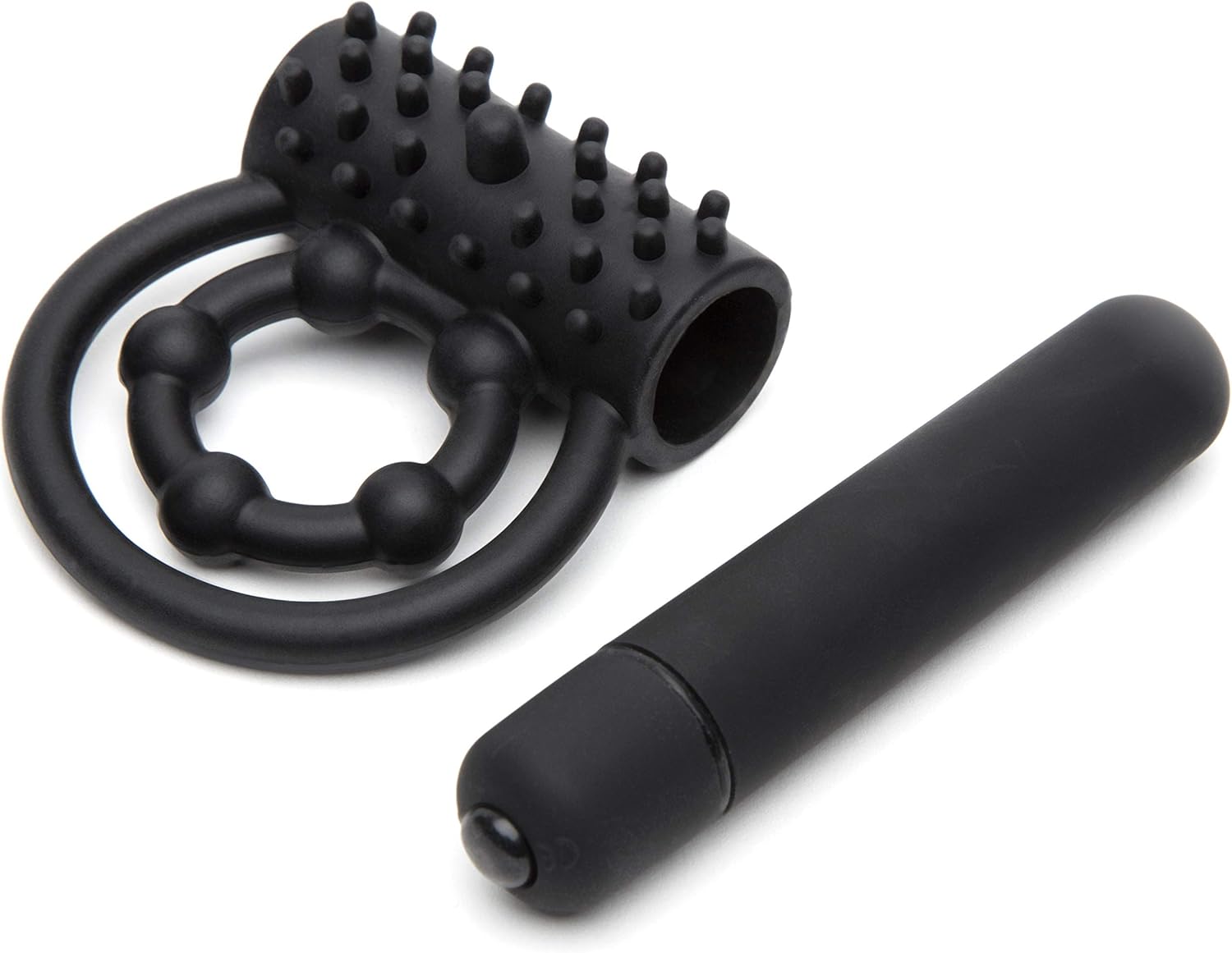 Lovehoney Bionic Bullet Vibrating Cock Ring - Textured Silicone Double Penis Ring - 5 Function Bullet Vibrator - Waterproof - Black