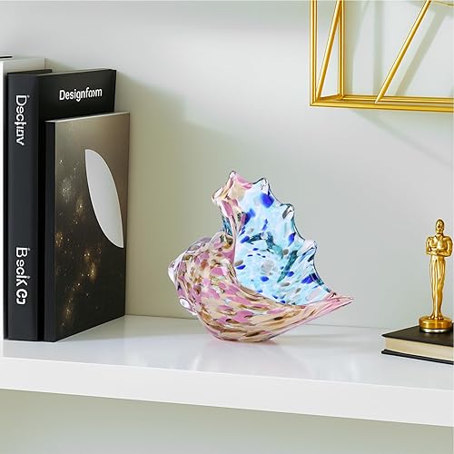 Miniatura 7 de LCCCK Escultura de concha de vidrio soplado a mano, figuras de arte de vidrio marino, decoración de habitación playera, estatuas decorativas de