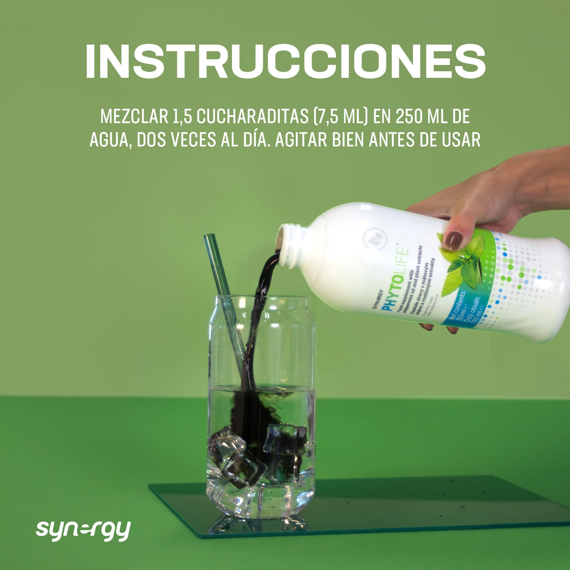 Synergy Worldwide Phytolife 730ml | Complemento Alimenticio Líquido de Clorofila, Aceite de Menta y Extractos de Plantas | Favorece la Salud Digestiva e Intestinal | 48 porciones