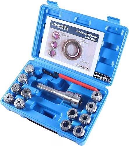 Miniatura 12 de Accusize Industrial Tools R8 Shank Plus 8 Pcs Sistema de Collet Er16, 3/32" - 3/8", 1 Llave en una Caja Ajustada, 0223-0944