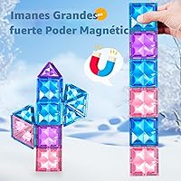 Vista 2 de 102 piezas de baldosas magnéticas para construir un castillo de hielo, bloques de construcción 3D STEM educativos para juegos de simulación, regalos