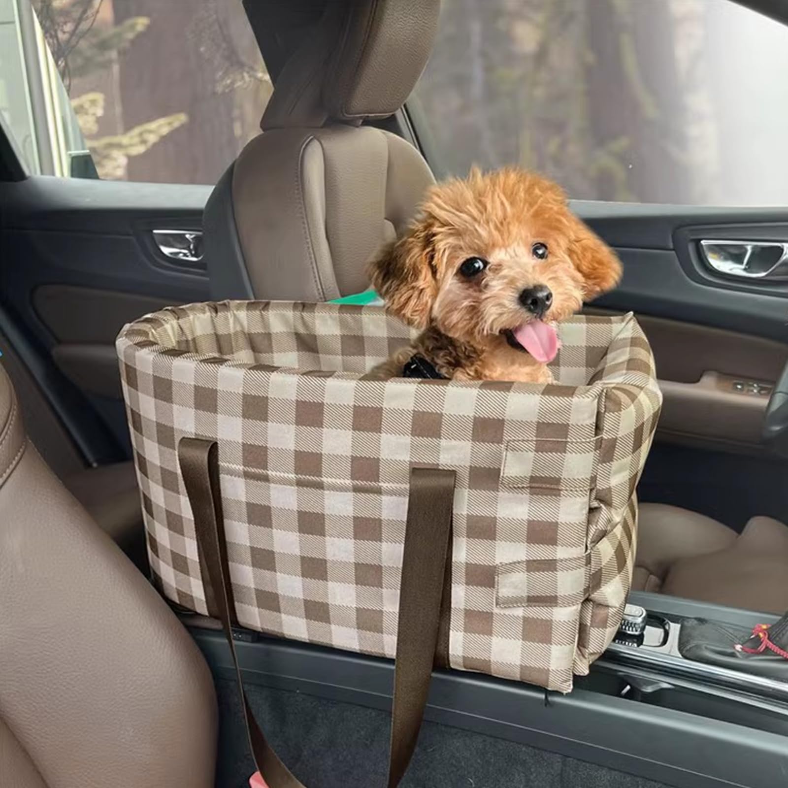 PJDDP Console Dog Car Seat, Center Console Pet Armrest Booster Seat Portable Washable Puppy Car Seat With Safety Tether And Removable Comfort Pillow, Travel Bags For Small Dogs Cats - View #9