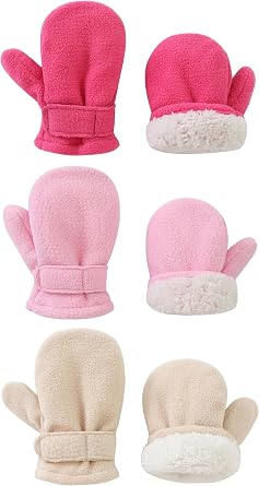 Baby Toddler Mittens 3Pack Boys Girls Winter Outdoor Gloves Kids Easy-On Fleece Warm Mittens