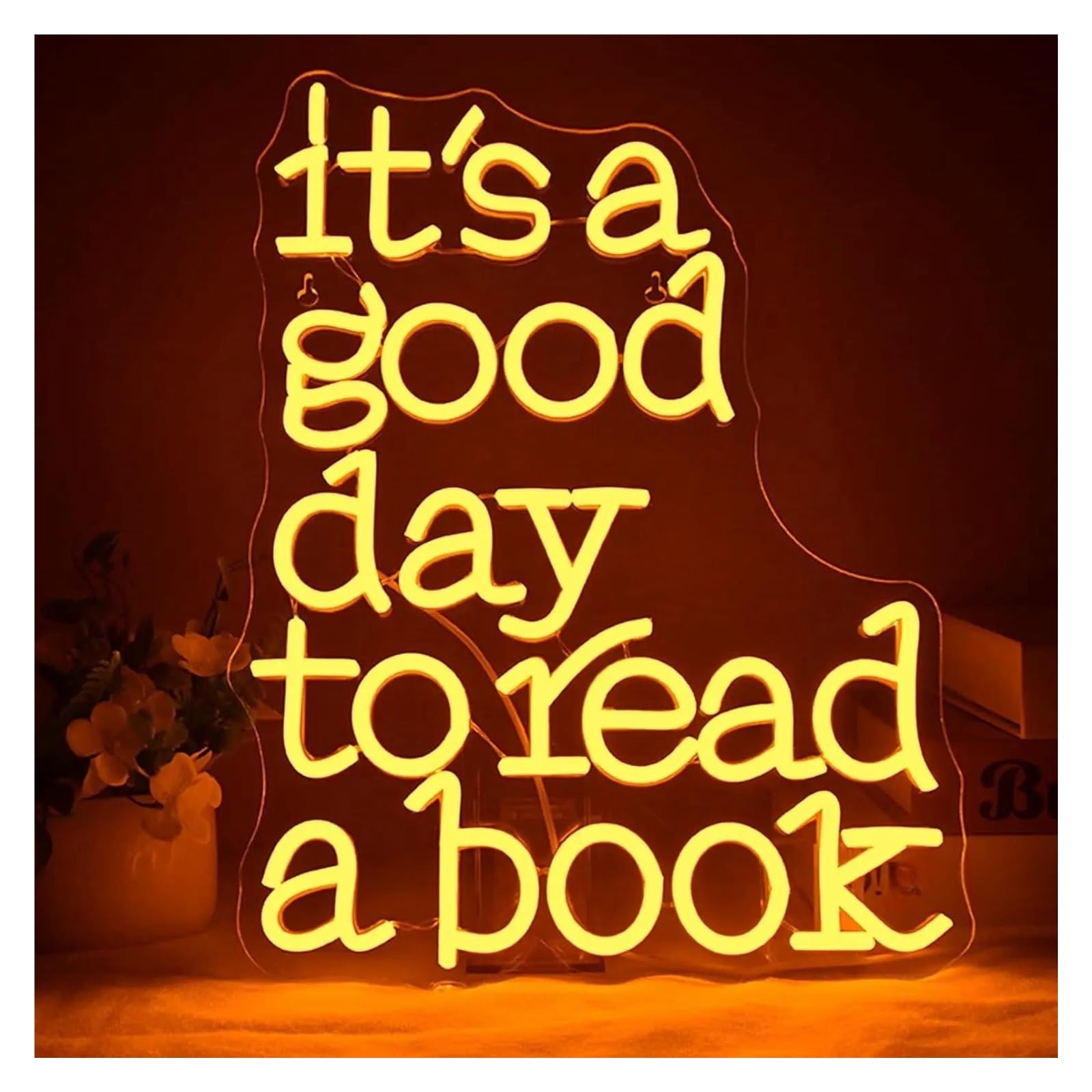 LEMST Signs Lamp Read Books Neon Signs for Wall Decor Art Letter Lights Room Decoration for Bedroom Library Study Reading Club Dimmable Lamp(42x32cm)