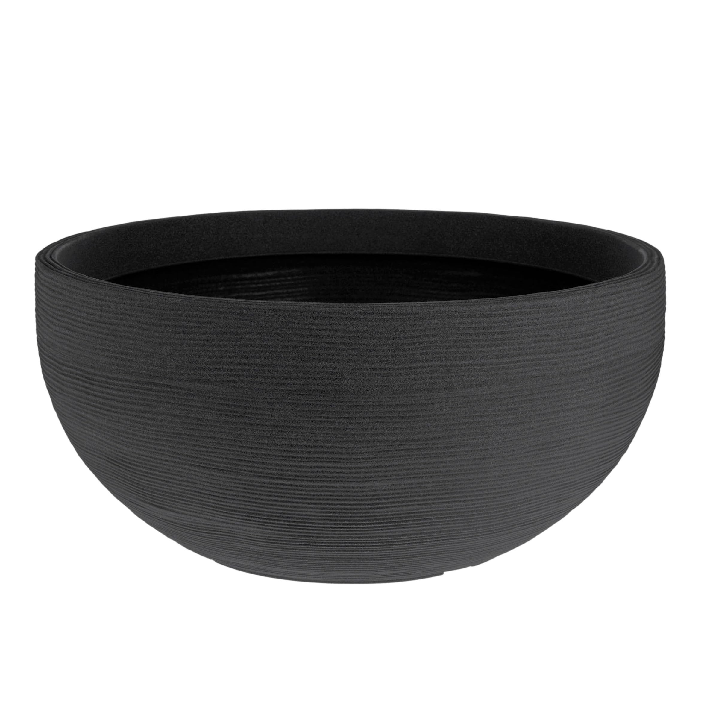 Spetebo XXL Recipiente de plantación de plástico redondo de 58 cm resistente a la intemperie - gris - Maceta grande para jardín UV resistente con patrón de ranuras - Maceta para flores y jardín para