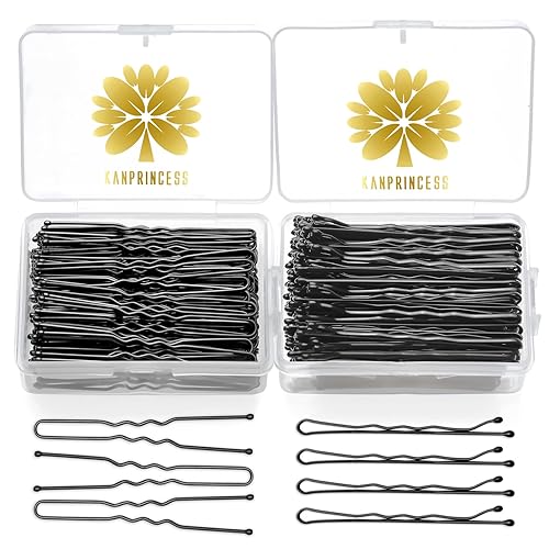 Paquete de 200 pines Bobby, con caja de almacenamiento transparente, incluye 100 horquillas negras en forma de U de 2.4 pulgadas2.4 in, 100 pines
