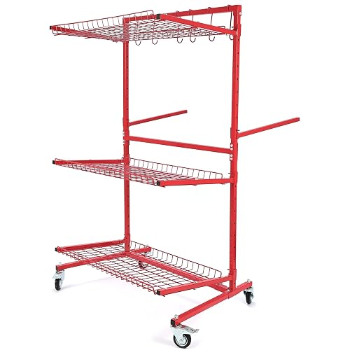 KUAFU 3-Shelf Parts Management Cart, Rolling Tool Storage Rack with Locking Wheels for Garage, Workroom, Storage Facility