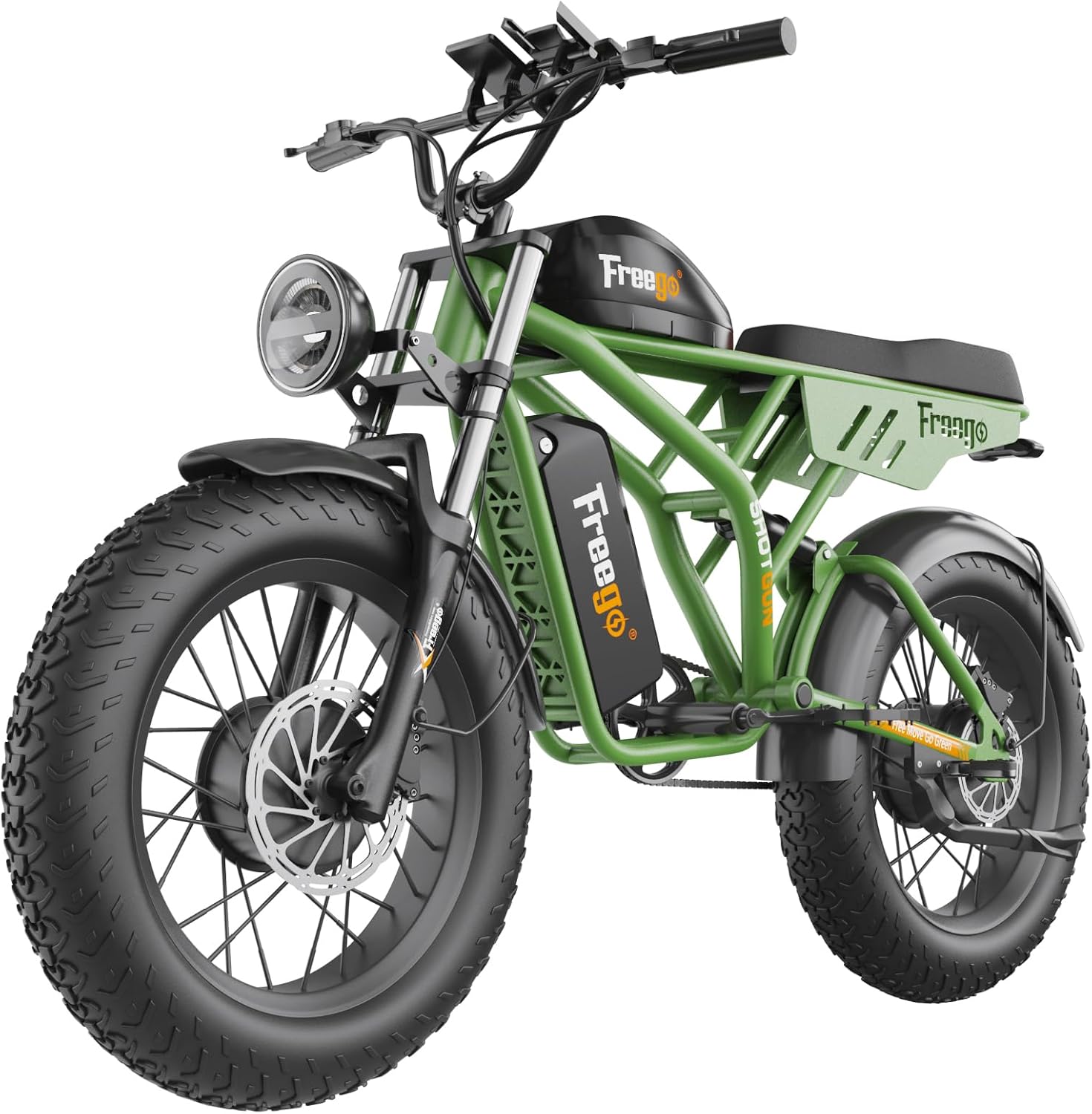 Freego Electric Dirt Bike, Electric Motorcycle for Adults,2000W Dual Motor/48V/40/55Ah,Dual Hydraulic Brake/Suspension,35MPH/68/108Mile,20x4 Fat Tires Off Road Electric Bike