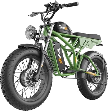 Freego Electric Dirt Bike, Electric Motorcycle for Adults,2000W Dual Motor/48V/40/55Ah,Dual Hydraulic Brake/Suspension,35MPH/68/108Mile,20x4 Fat Tires Off Road Electric Bike