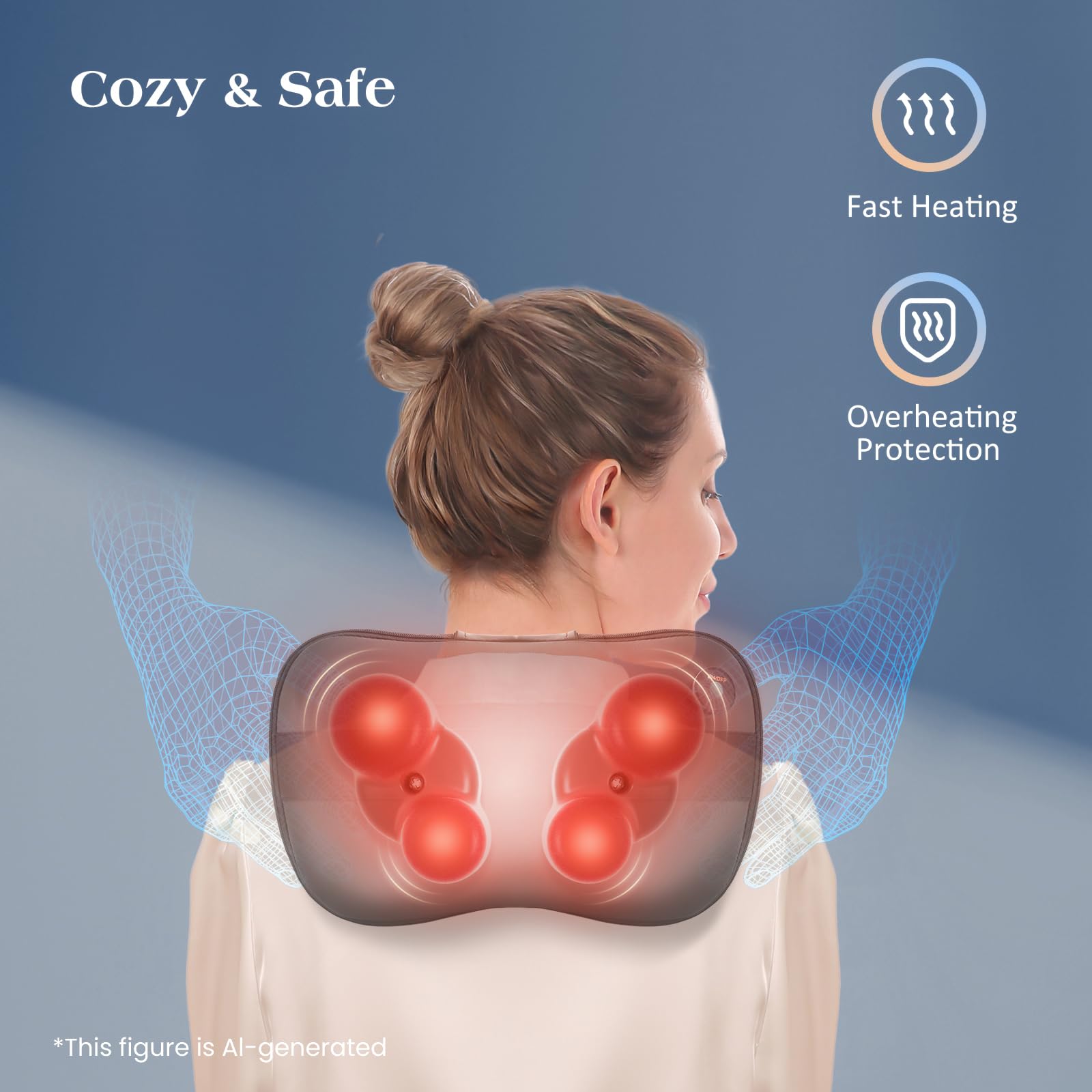 Coussin de Massage Shiatsu cou Épaule dos Masseur Électrique avec Fonction de Chauffage et Masseur de Pétrissage des Tissus Rotatif 3D pour la Relaxation de la Taille à la Maison et au Bureau