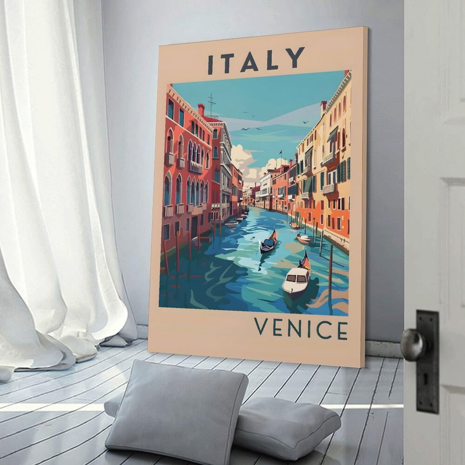 Junmoney Italy Venice Travel Canvas Wall Picture, 16x24inch(40x60cm), for Picture Wall Styling in Lounge Or Bedroom, An Easy Match for Collected Prints