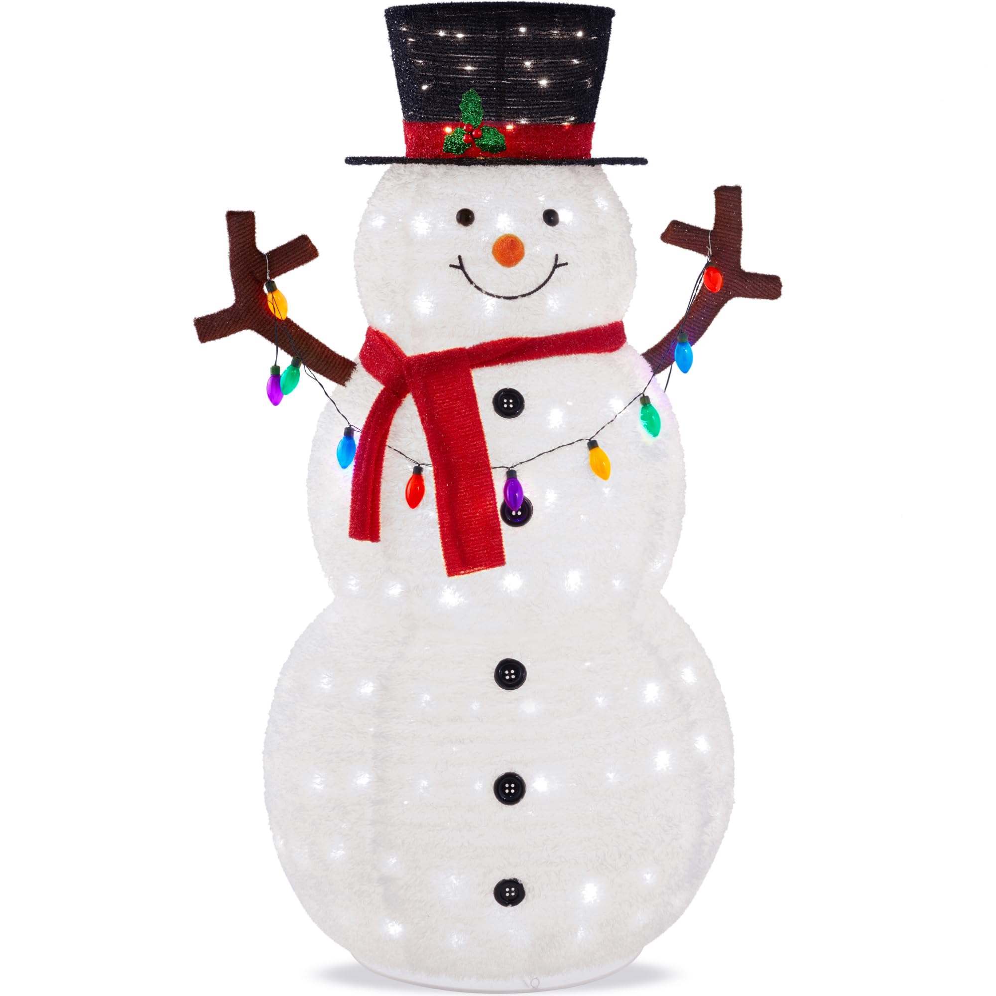 (Similar) Best Choice Products 8ft Lighted Pop-Up Snowman, Large White Outdoor Christmas Holiday Decoration w/ 350 LED Lights, Hat, Scarf, Multicolored Lights