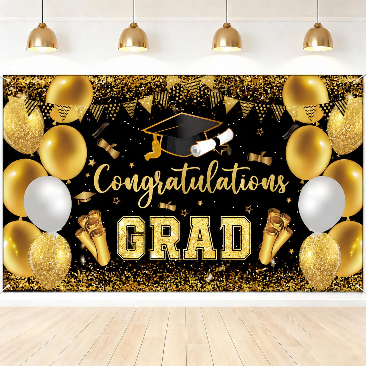 Graduation Banners Class of 2026, Graduation Party Banners 70.8 x 43.3 Inch, Reusable Leavers 2026 Backdrop for Kindergarten Preschool High School College (Congratulaitions GRAD)