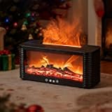 Flame Effect Essential Oil Diffuser, Ultrasonic Aromatherapy Humidifier with 9 Color LED Lights & Timer, Fireplace-Style Cool Mist Air Diffuser for Home Bedroom Office Yoga