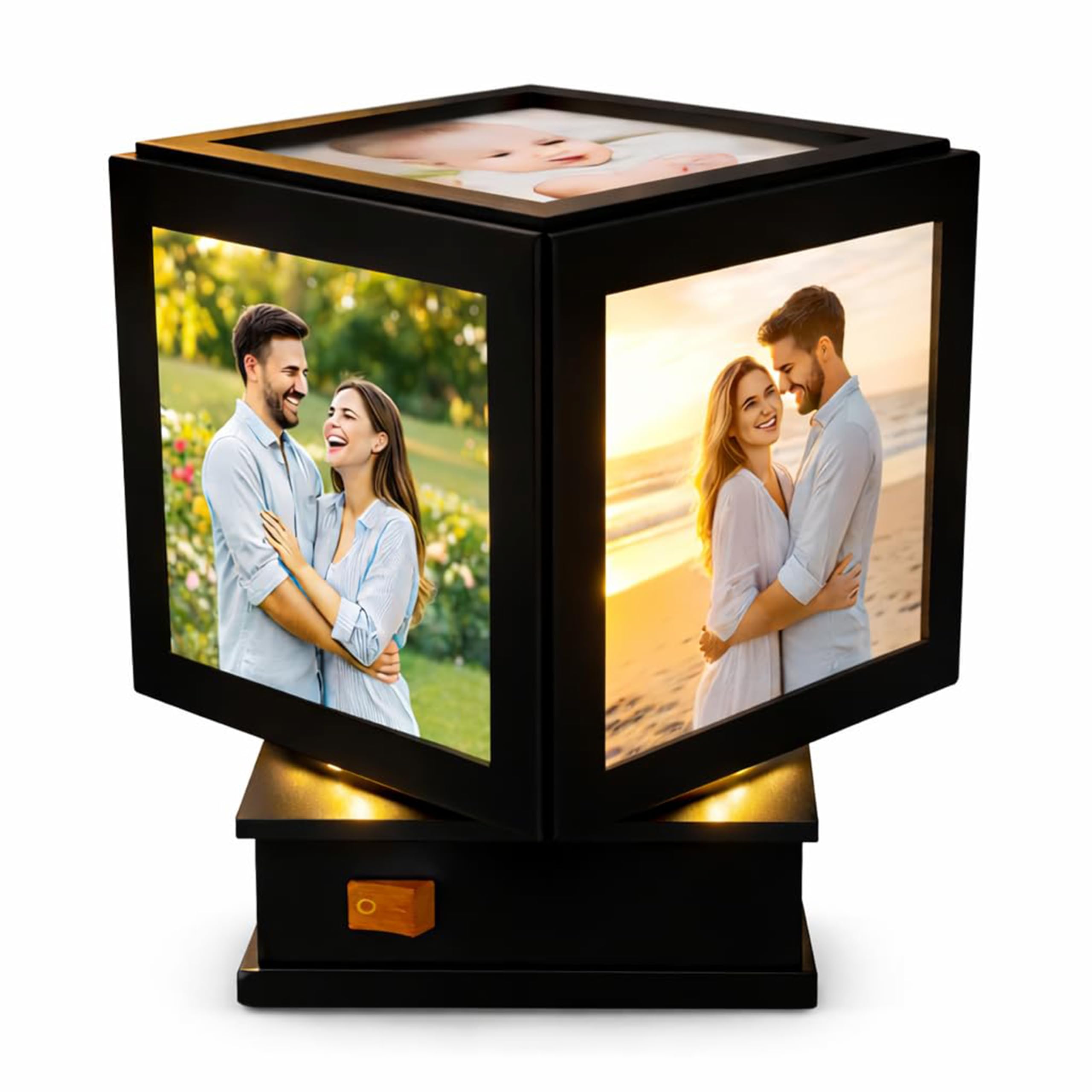 Personalized Rotating LED Table Lamp with Photos | Customised Decorative Plastic Photo Lamp for Home & Bedroom | Unique Gift for Anniversary, Birthday & Special Occasions (Cube - ( 5 Photos ))-image-22
