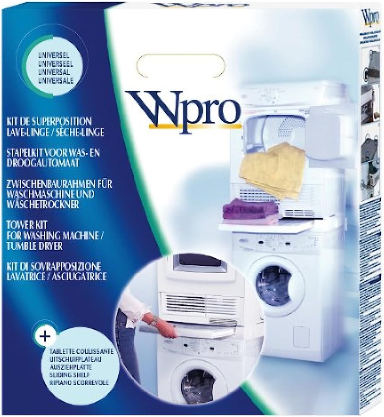 Wpro Universal Stacking Kit with Slide Out Shelf, Fits All 60 x 60 cm Appliances