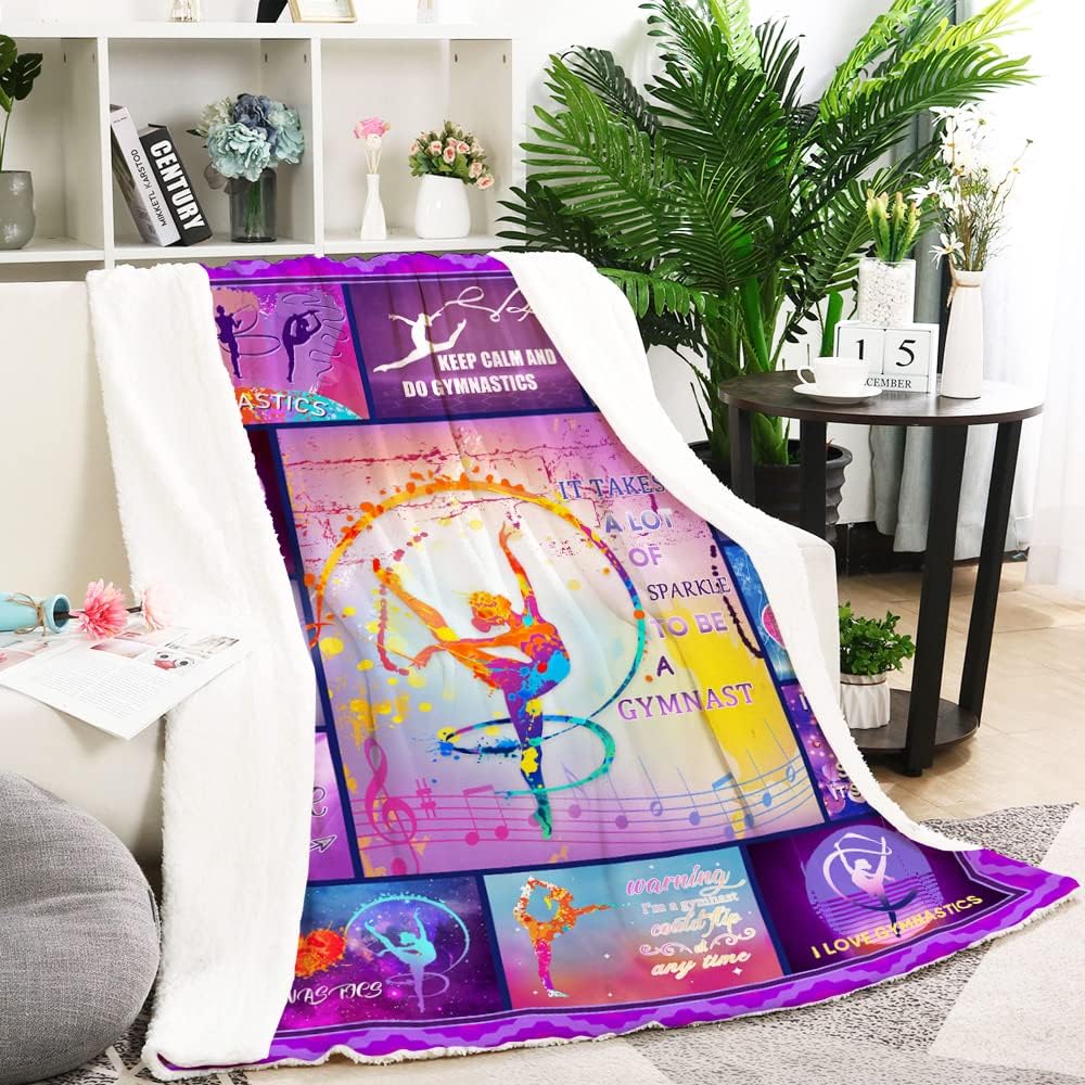 Gymnastics Blanket for Girls,Gymnastics Gifts for Teen Girls,Gymnastics Lover Gifts,Gifts for Gymnastics Lovers,Soft Cozy Gymnastics Blanket for Christmas Sofa Couch Decor 60x80