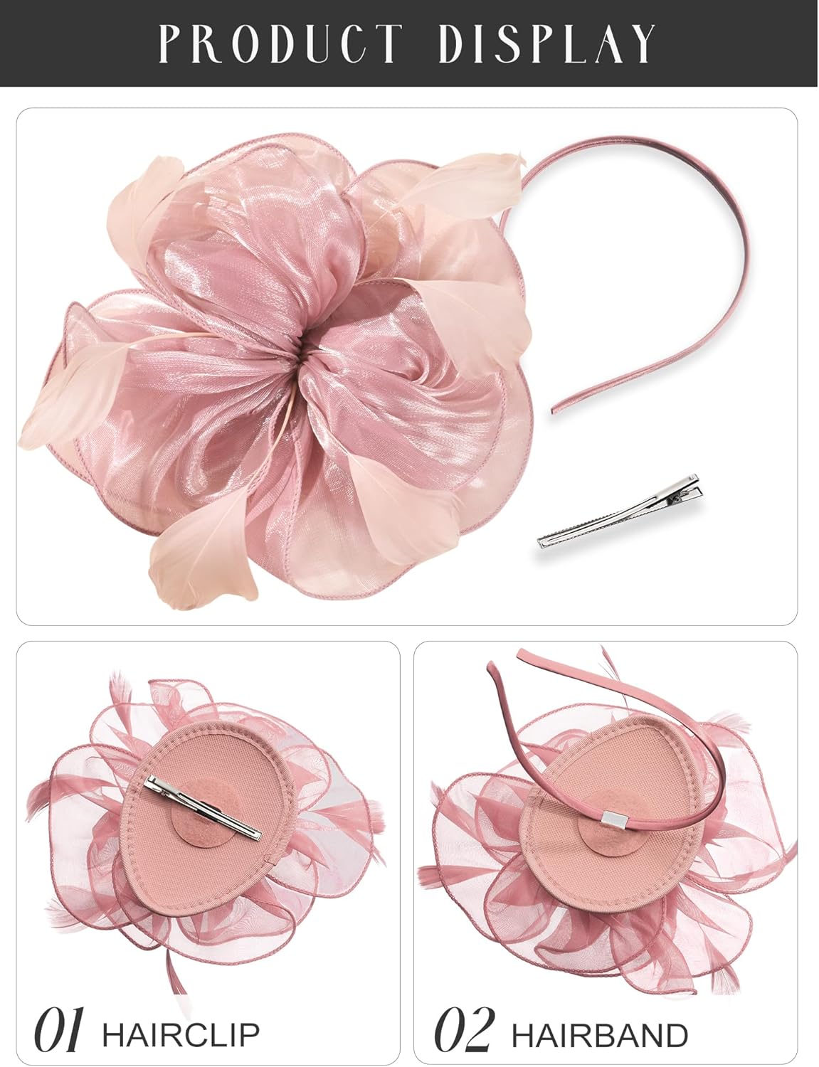 SWEETV Fascinators Hats for Women Tea Party Hat and Gloves Set for Kentucky Derby, Cocktail, Wedding, Fancy Dress Party - Image 5