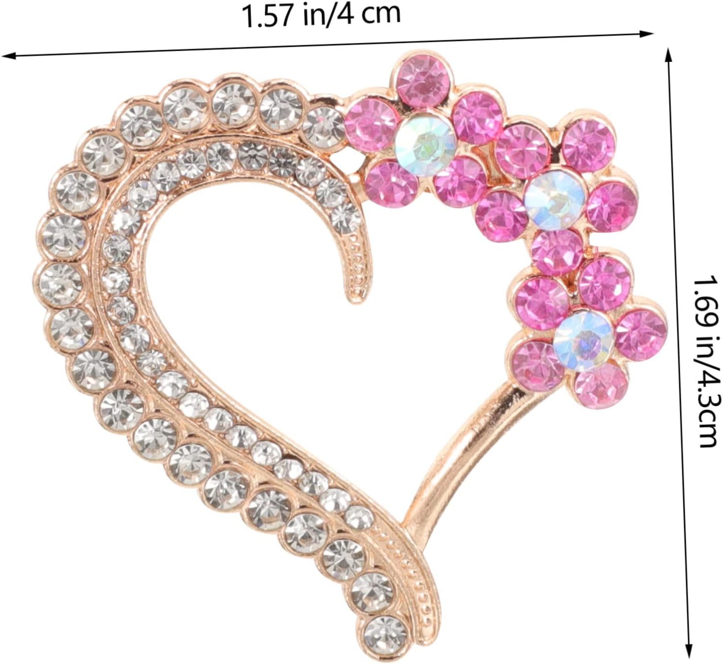 10pcs Pink Heart Applique Decor Rhinestone Alloy Crafts Set