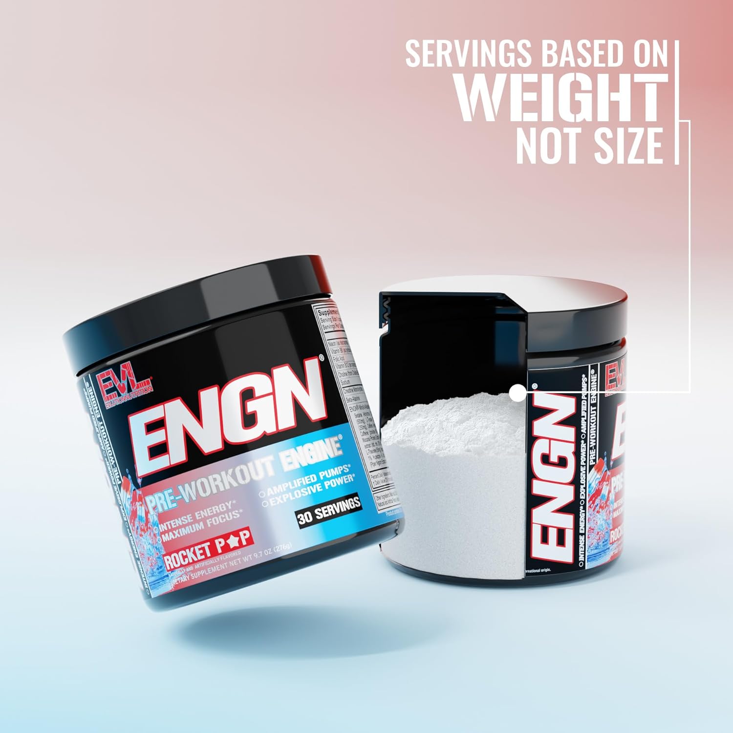 EVL Intense Pre Workout with Creatine - ENGN Energizing Pre Workout for Men Powder Drink for Lasting Energy Focus and Recovery - with Beta Alanine Caffeine and L Theanine - Rocket Pop - Image 3