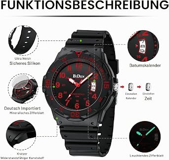 HANPOSH Men's Watch Watches Men's Analogue Quartz Watch 50 m Waterproof Wristwatches Men with Date Casual Designer Watch for Men Silicone Strap
