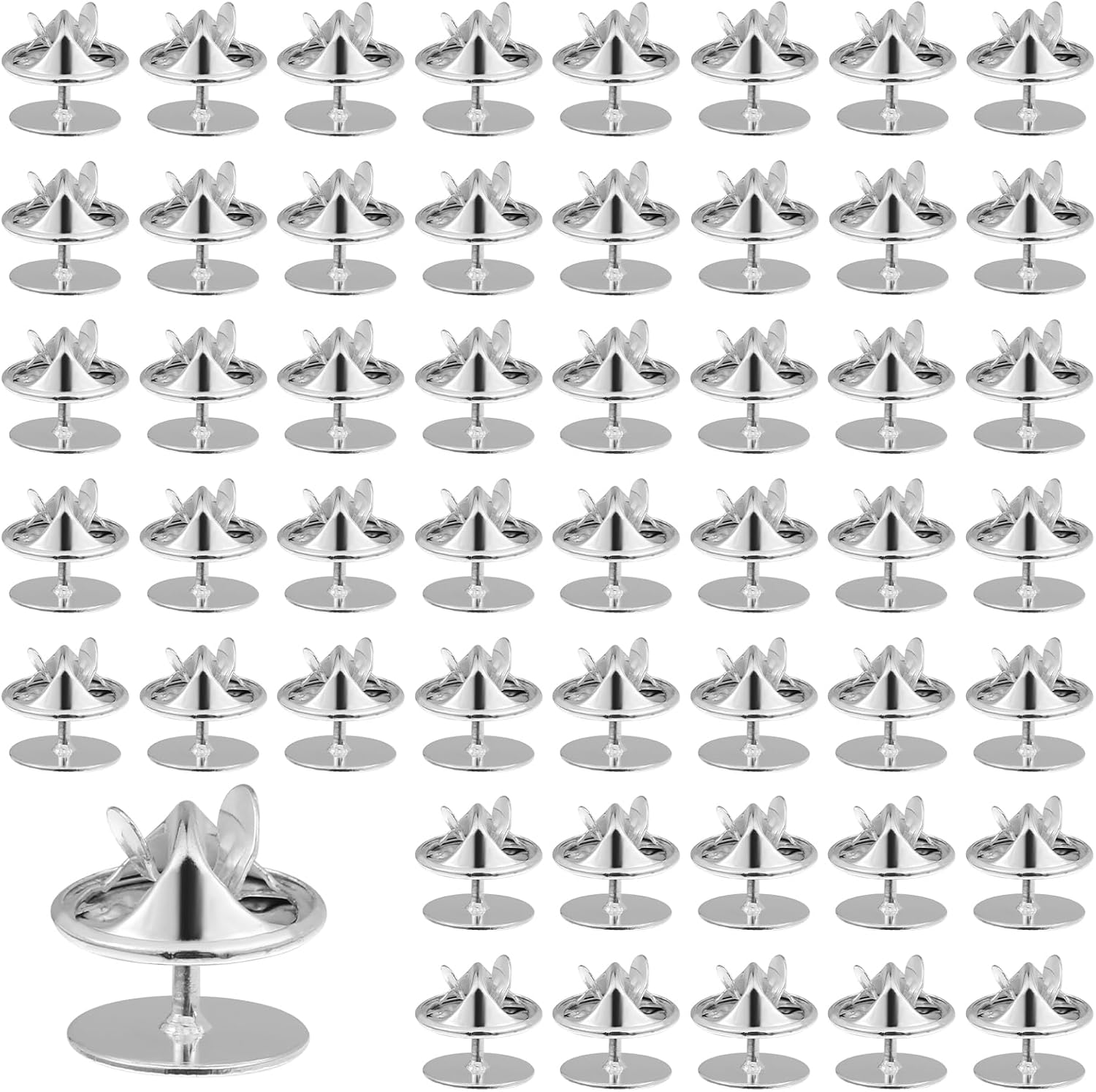 50 Pairs Silver Locking Pin Backs, Metal Pin Backs Replacement Butterfly Tie Tacks Blank Pins Keepers Enamel Pins Locking Back for Clothes Brooch Uniform Badges Craft Lapel Hat Tie Tack