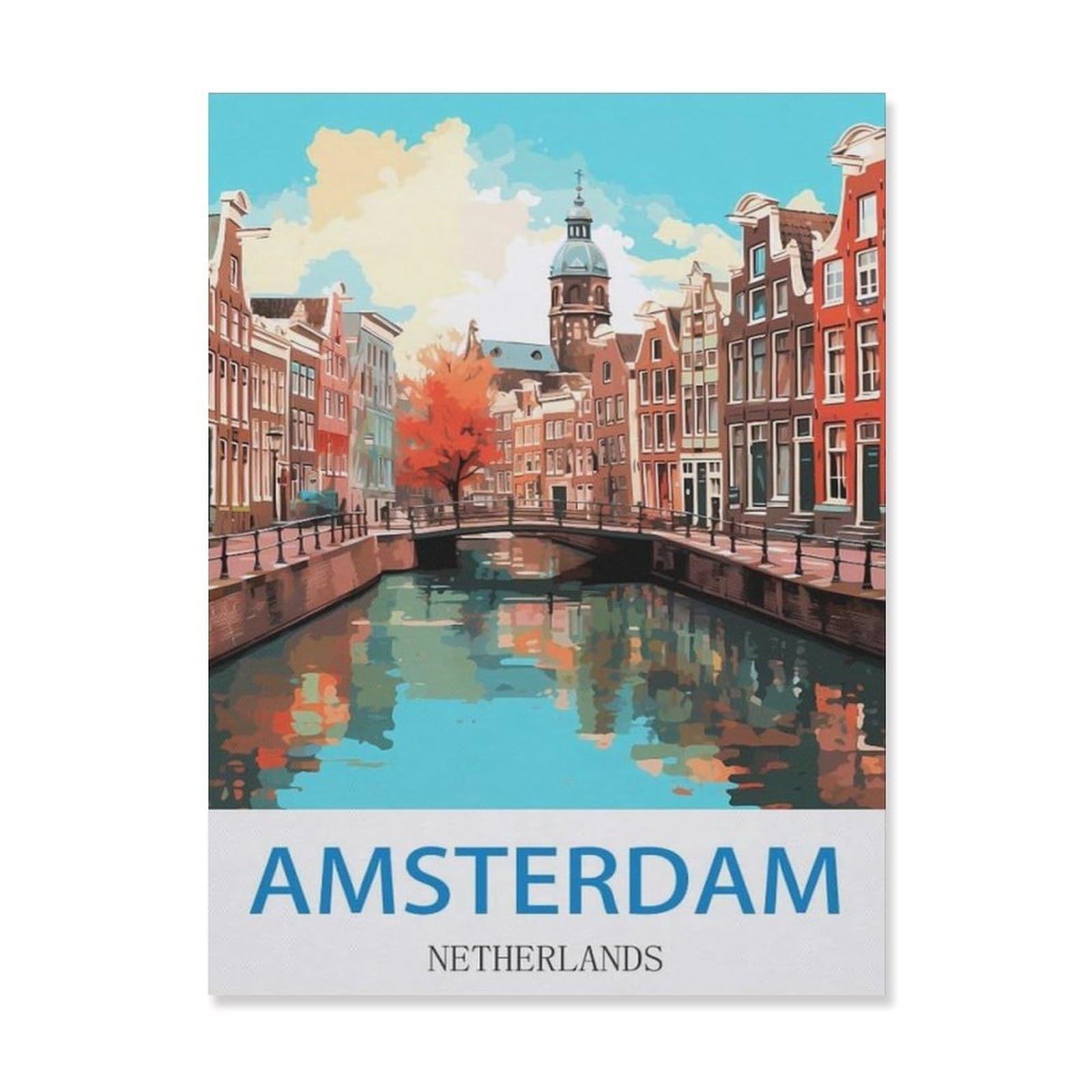 Metal Tin Sign，Amsterdam Netherlands，Tin Sign Vintage Rustic Decor Cave Coffee Shop Bar Bedroom Home Wall Decor Nostalgic Tin Sign(15x30cm）6x12 inch-EH13
