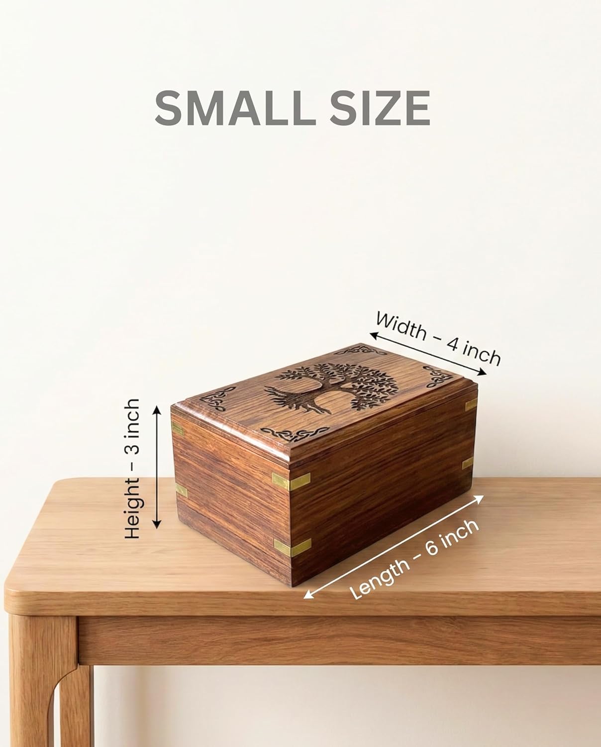 Wooden Urn for Human Ashes | Tree of Life Wooden Urns Handcrafted Funeral Cremation Urn for Ashes Rosewood Cremation Urns Decorative urn-Keepsake Cremation urn Box 6''x4''x3''