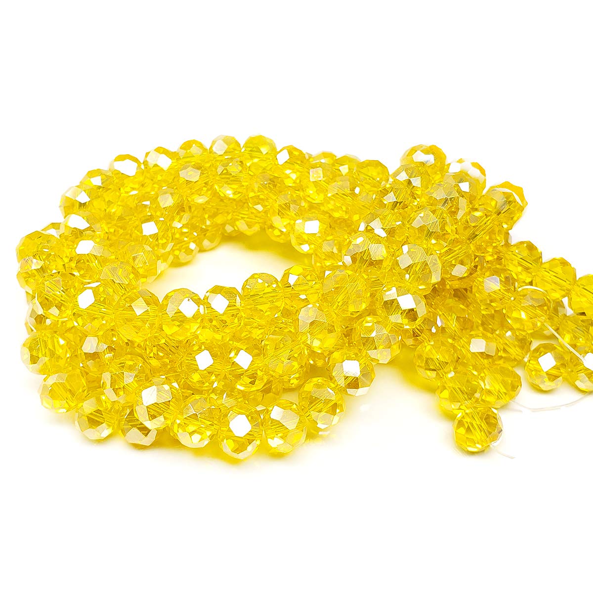 10mm Yellow Rondelle Glass Beads for Jewelry Making 200pcs Faceted Briolette Shape Crytal Spacer Beads Assortments Supplies Accessories for Bracelet Necklace for Wholesale