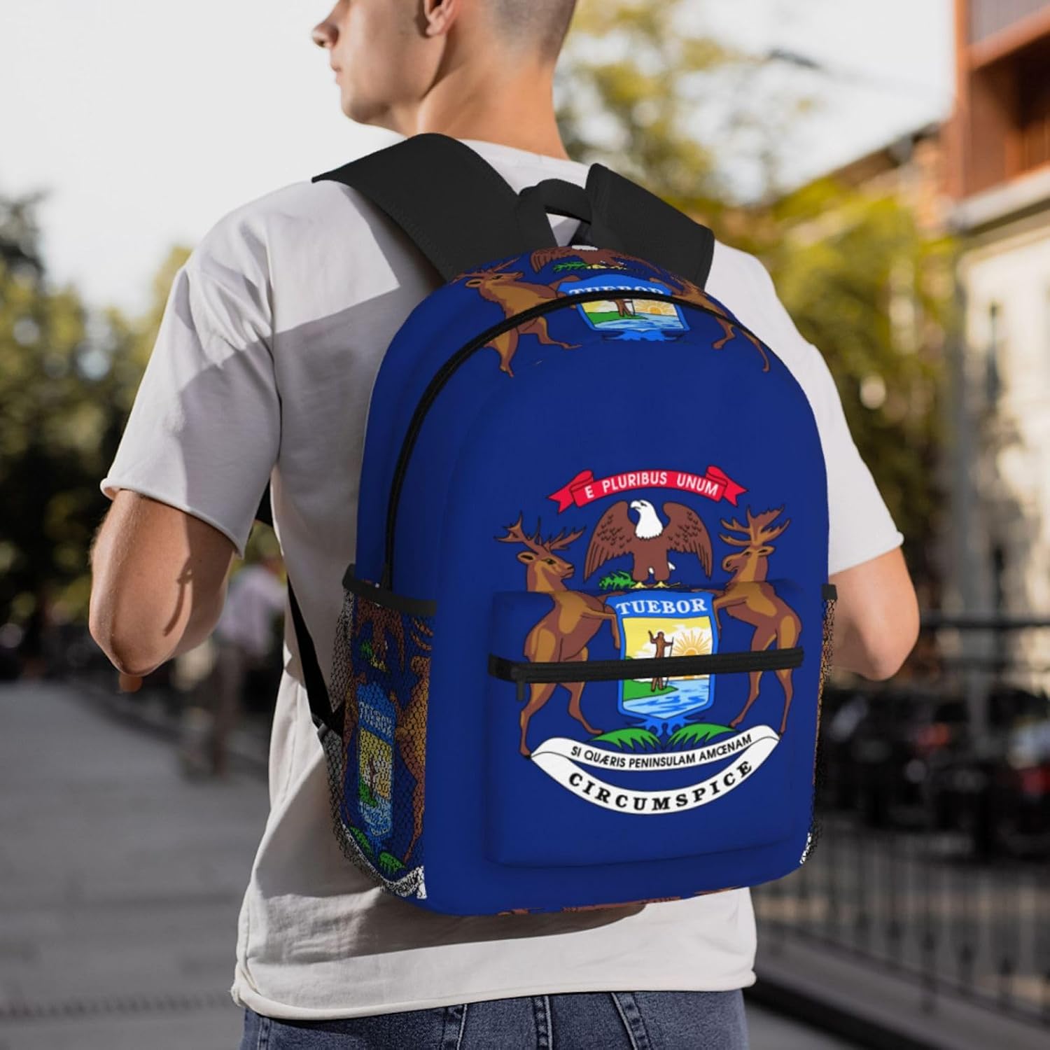Michigan State Flag Backpack Large Sports Bag, Best for Basketball, Soccer, Volleyball, Swim, Gym, Travel